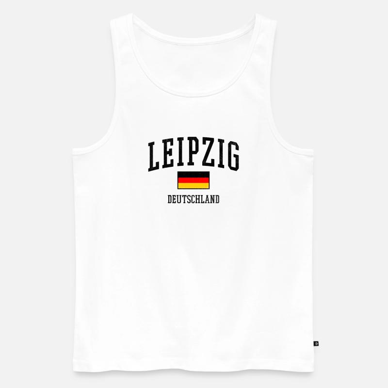 Leipzig Deutschland Design mit Flagge - Männer Premium Bio Tank Top - Weiß