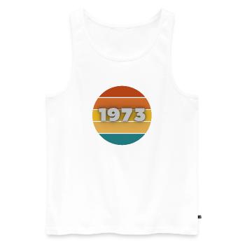 1973, year of birth, 50 years - Men's Premium Organic Tank Top - white - Front - AI Model Male 178 light (178cm)