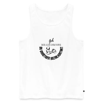 Unnötiger Sozialkontakt - Männer Premium Bio Tank Top - Weiß - Vorne - Michal (187cm)