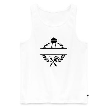 Monogramme BBQ - Débardeur bio Premium Homme - blanc - Devant - AI Model Male 178 light (178cm)