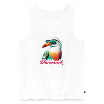 Denmark holiday cool colorful seagull with sunglasses - Men's Premium Organic Tank Top - white - Front - AI Model Male 178 light (178cm)
