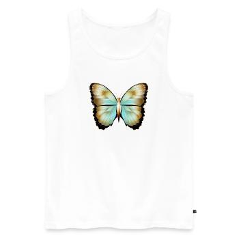 Papillon scintillant en or dessiné à la main - Débardeur bio Premium Homme - blanc - Devant - AI Model Male 178 light (178cm)