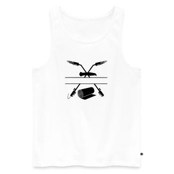 Two crossed gas burners stanley knife monogram - Men's Premium Organic Tank Top - white - Front - AI Model Male 178 light (178cm)