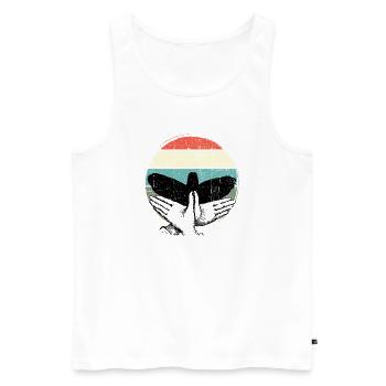 Retro Sunset Bird Silhouette - Men's Premium Organic Tank Top - white - Front - Michal (187cm)