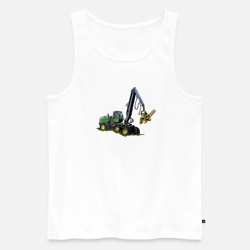 Harvester, Holzerntemaschine - Männer Premium Bio Tank Top - Weiß