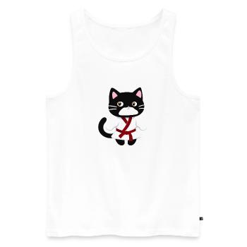ticker, Happy Colorful Owl wearing Headphones, kaw - Männer Premium Bio Tank Top - Weiß - Vorne - AI Model Male 178 light (178cm)
