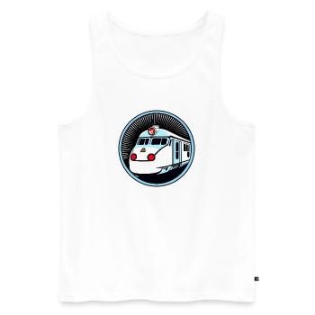 Zug, Lokomotive, Eisenbahn - Männer Premium Bio Tank Top - Weiß - Vorne - AI Model Male 178 light (178cm)