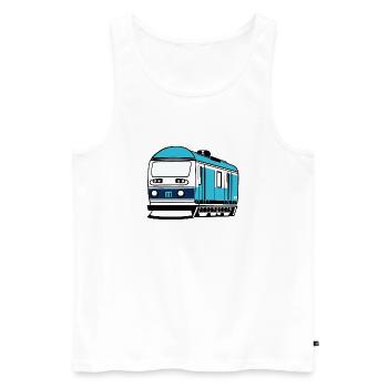 Locomotive, train, chemin de fer - Débardeur bio Premium Homme - blanc - Devant - Michal (187cm)