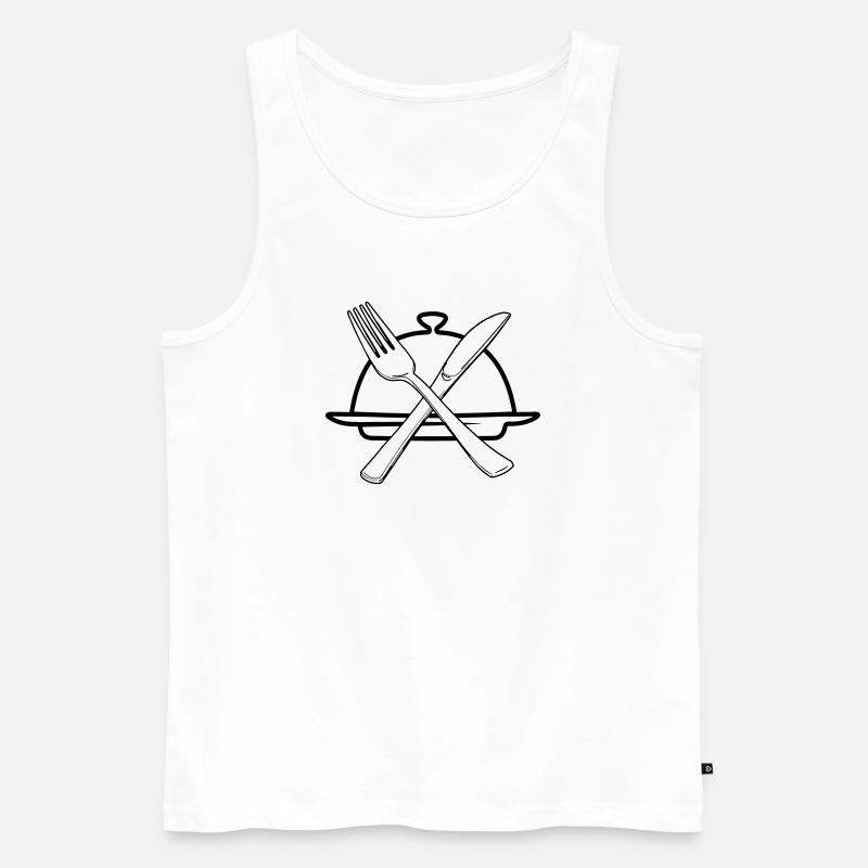 Transparente Schüssel mit Messer und Gabel - Männer Premium Bio Tank Top - Weiß
