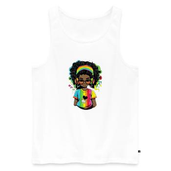 Leuchtender Reggae-Pullover mit Rainbow-Design - Männer Premium Bio Tank Top - Weiß - Vorne - Michal (187cm)