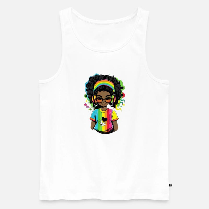 Leuchtender Reggae-Pullover mit Rainbow-Design - Männer Premium Bio Tank Top - Weiß