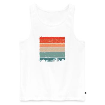 Sunset Gradient City Skyline - Men's Premium Organic Tank Top - white - Front - AI Model Male 178 light (178cm)