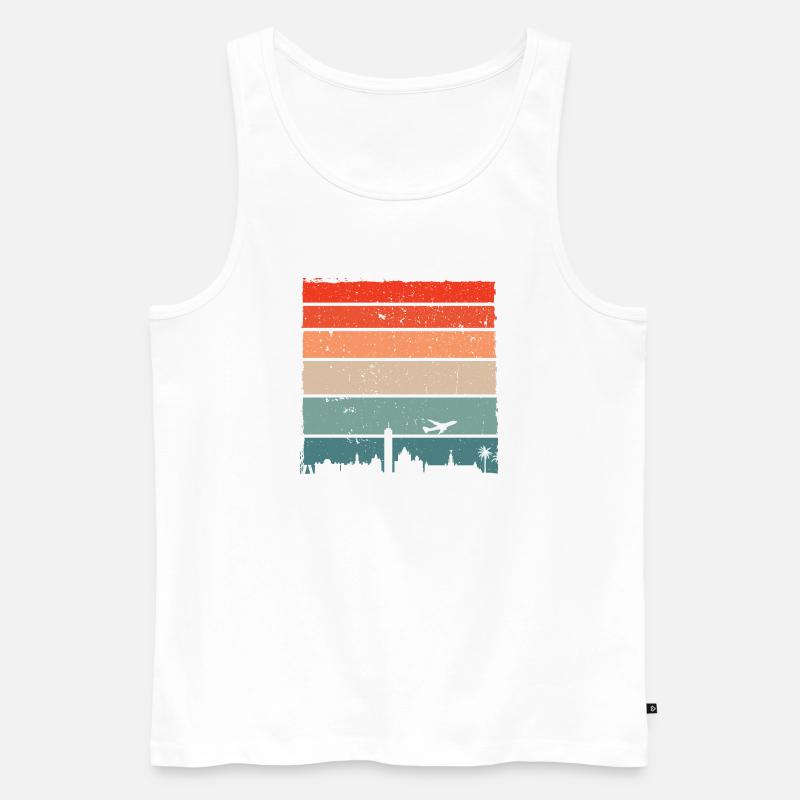 Sonnenuntergang Skyline Vogel Silhouette - Männer Premium Bio Tank Top - Weiß
