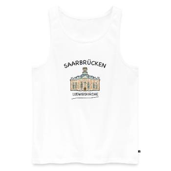 Saarbrücken, Ludwigskirche - Männer Premium Bio Tank Top - Weiß - Vorne - Michal (187cm)
