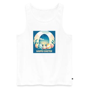 Happy Easter, Easter Egg - Men's Premium Organic Tank Top - white - Front - AI Model Male 178 light (178cm)