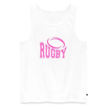 Rugby Femme - T-Shirt Rugby Fans Femme - Débardeur bio Premium Homme - blanc - Devant - AI Model Male 178 light (178cm)