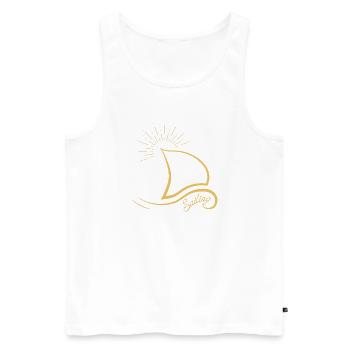 Voile Minimaliste - T-Shirt Voile Yachting - Débardeur bio Premium Homme - blanc - Devant - AI Model Male 178 light (178cm)