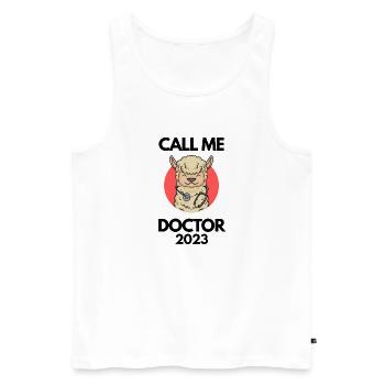 Thèse de doctorat Doctorat Doctorat 2023 Docteur - Débardeur bio Premium Homme - blanc - Devant - AI Model Male 178 light (178cm)