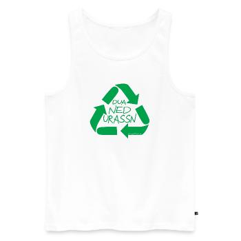 dua ned urassn-sei nicht verschwenderisch, Dialekt - Männer Premium Bio Tank Top - Weiß - Vorne - AI Model Male 178 light (178cm)