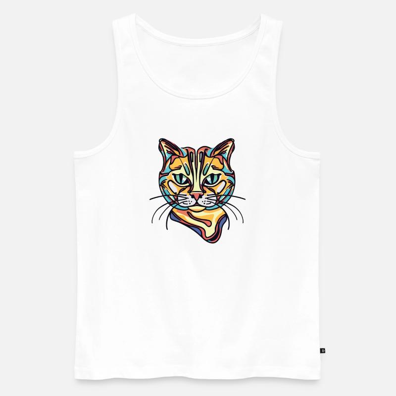 Bunte Katze - Männer Premium Bio Tank Top - Weiß