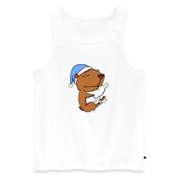 Capybara Wasserschwein - Männer Premium Bio Tank Top - Weiß - Vorne - Michal (187cm)