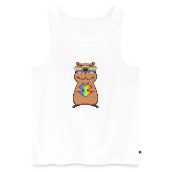 Rainbow - Capybara with glasses and heart - Men's Premium Organic Tank Top - white - Front - Michal (187cm)