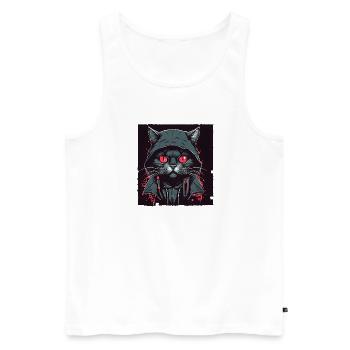 Hacker cat - Männer Premium Bio Tank Top - Weiß - Vorne - AI Model Male 178 light (178cm)