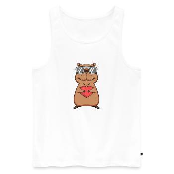Motif de cœur Capybara capybara - Débardeur bio Premium Homme - blanc - Devant - AI Model Male 178 light (178cm)