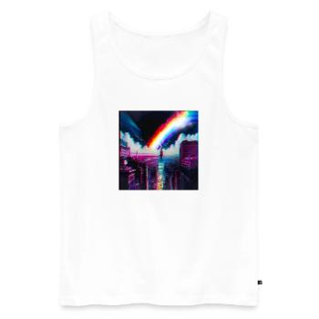 Regenbogen City Art Futuristisch - Männer Premium Bio Tank Top - Weiß - Vorne - AI Model Male 178 light (178cm)