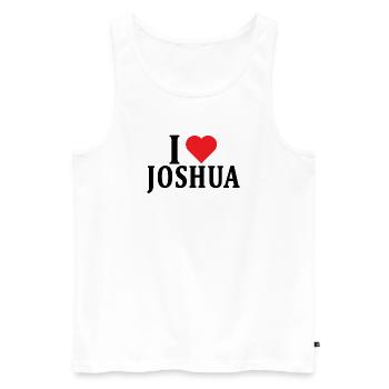 nom du t-shirt J’aime Joshua idée cadeau de t-shirt - Débardeur bio Premium Homme - blanc - Devant - Michal (187cm)