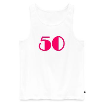 50. 50 JAHRE. 50-jähriges Jubiläum. GEBURTSTAG 50 JAHRE. - Männer Premium Bio Tank Top - Weiß - Vorne - AI Model Male 178 light (178cm)