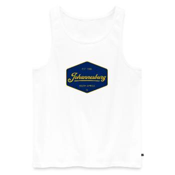 Johannesburg Vintage Sign Blau Gelb - Männer Premium Bio Tank Top - Weiß - Vorne - Michal (187cm)