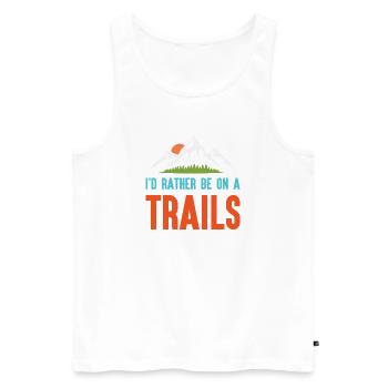 Mountains - I'd Rather Be on a Trail - Men's Premium Organic Tank Top - white - Front - Michal (187cm)