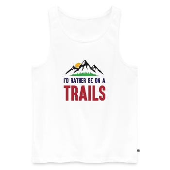 Mountains - I'd Rather Be on a Trail - Men's Premium Organic Tank Top - white - Front - Michal (187cm)