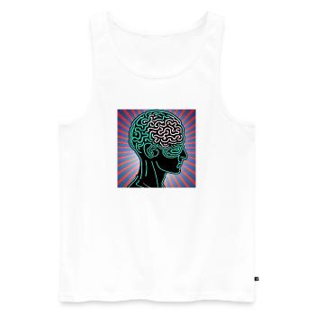 Denkkopf - Männer Premium Bio Tank Top - Weiß - Vorne - Michal (187cm)
