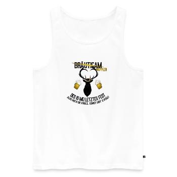 Bräutigam JGA Hirsch Dialekt Saufen Humor - Männer Premium Bio Tank Top - Weiß - Vorne - Michal (187cm)