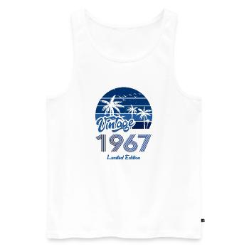 Vintage Année 1967 Edition Limitée Bleu - Débardeur bio Premium Homme - blanc - Devant - Michal (187cm)