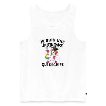 Femme Institutrice Qui Déchire Idée Enseignant - Débardeur bio Premium Homme - blanc - Devant - Michal (187cm)