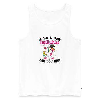 Femme Institutrice Qui Déchire Idée Enseignant - Débardeur bio Premium Homme - blanc - Devant - Michal (187cm)