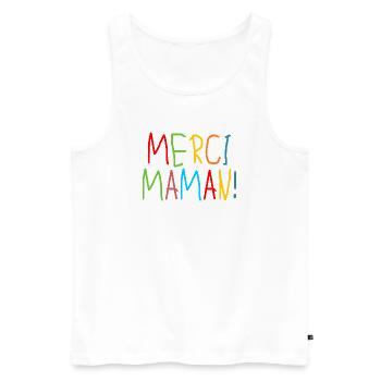 MERCI MAMAN ENFANTS - MÈRE - FAMILLE - Débardeur bio Premium Homme - blanc - Devant - Michal (187cm)