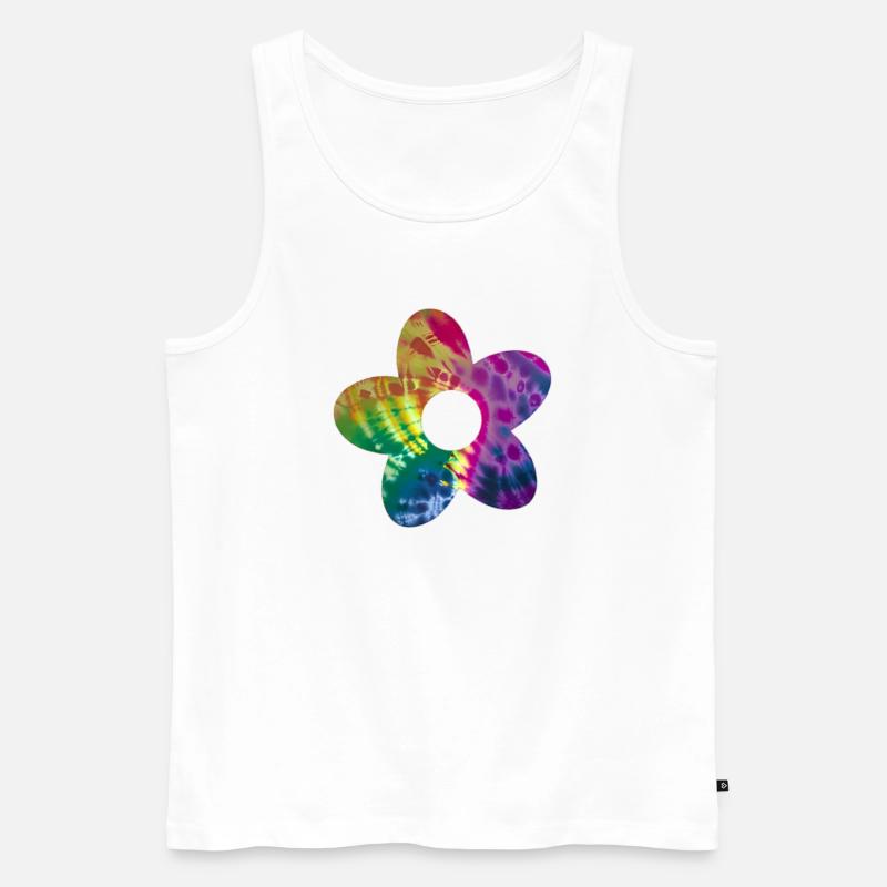 Batik Blume - Männer Premium Bio Tank Top - Weiß