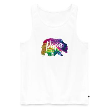Bear Father Batik Tie Dye Bear - Men's Premium Organic Tank Top - white - Front - AI Model Male 178 light (178cm)