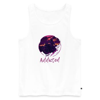 Synthwave Moto Accro - Débardeur bio Premium Homme - blanc - Devant - Michal (187cm)