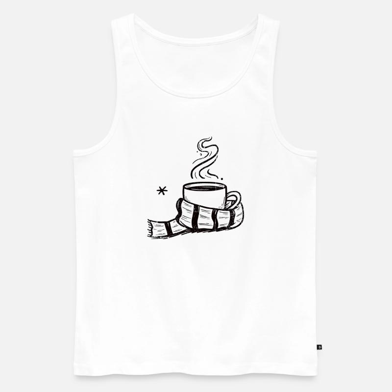 Gemütlicher Dampfbecher mit Schal - Männer Premium Bio Tank Top - Weiß