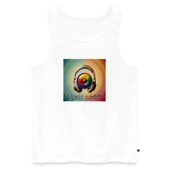 Music addict 02 - Men's Premium Organic Tank Top - white - Front - AI Model Male 178 light (178cm)