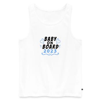 Pregnant 2023 - Men's Premium Organic Tank Top - white - Front - Michal (187cm)