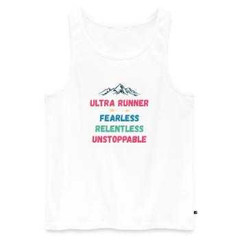 Ultra Runnner - Intrépide. Implacable. Imparable. - Débardeur bio Premium Homme - blanc - Devant - AI Model Male 178 light (178cm)