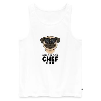 Cooler Hund Mops Chef Spruch - Männer Premium Bio Tank Top - Weiß - Vorne - Michal (187cm)