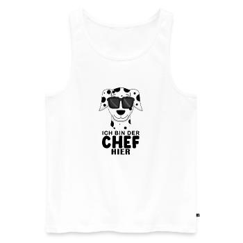 Cooler Hund Dalmatiner Chef Spruch - Männer Premium Bio Tank Top - Weiß - Vorne - Michal (187cm)