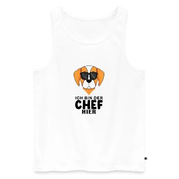 Cooler Hund Epagneul Breton Chef Spruch - Männer Premium Bio Tank Top - Weiß - Vorne - Michal (187cm)
